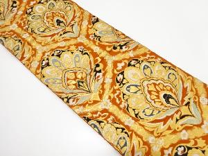 アンティーク 亀甲に花更紗模様織り出し袋帯(着用可)